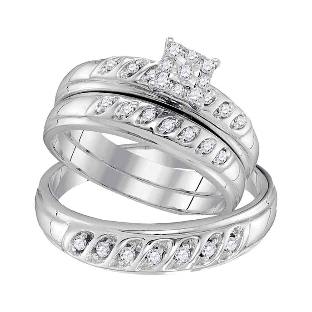 10kt Gold Round Diamond Solitaire Matching Bridal Wedding Ring Band Set 1/3 Cttw