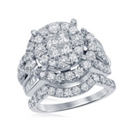 14kt White Gold Womens Princess Round Diamond Soleil Bridal Wedding Engagement Ring Set 3.00 Cttw