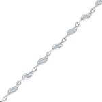10kt White Gold Womens Round Diamond 3-stone Link Fashion Bracelet 1/4 Cttw