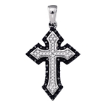 10kt White Gold Black Color Enhanced Diamond Cross Crucifix Christian  Pendant Unique 1/5 Cttw