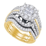 14kt Yellow Gold Princess Round Diamond Soleil Bridal Wedding Engagement Ring Band Set 2-1/2 Cttw