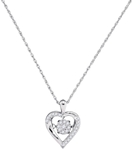 10kt White Gold Moving  Twinkle Round Diamond Heart Pendant 1/6 Cttw
