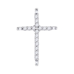 10kt White Gold Round Diamond Cross Religious Pendant 1/5 Cttw
